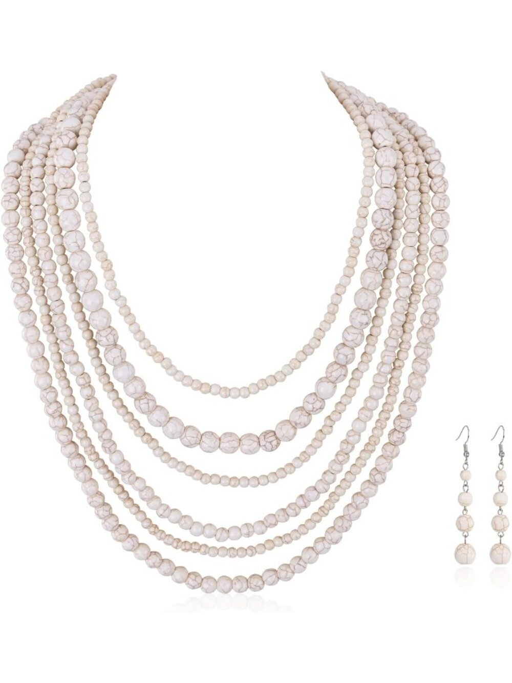 Women's White Sliver Uture's Western Cowgirl Vintage Western Necklace Earrings
